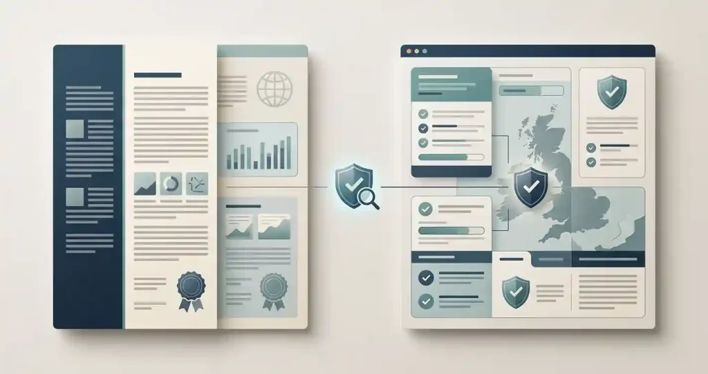 Editorial illustration comparing an offshore gambling licence with the Great Britain regulatory framework